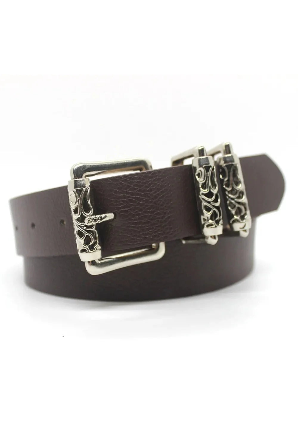 Gothic Silver Buckle White Belt