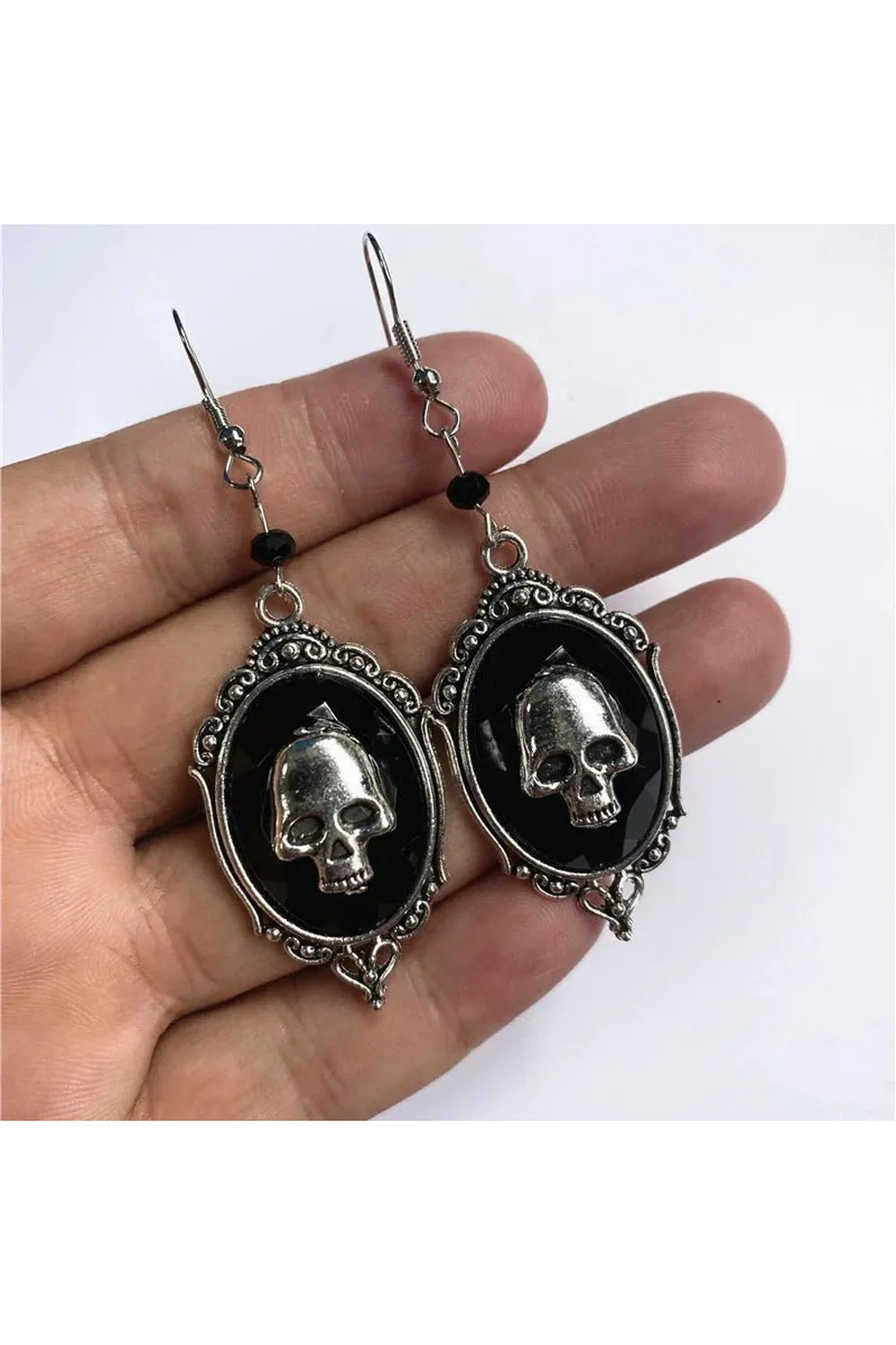 Gothic Skull Cameo Earrings