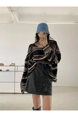 Fall Korean Striped Long Sweater