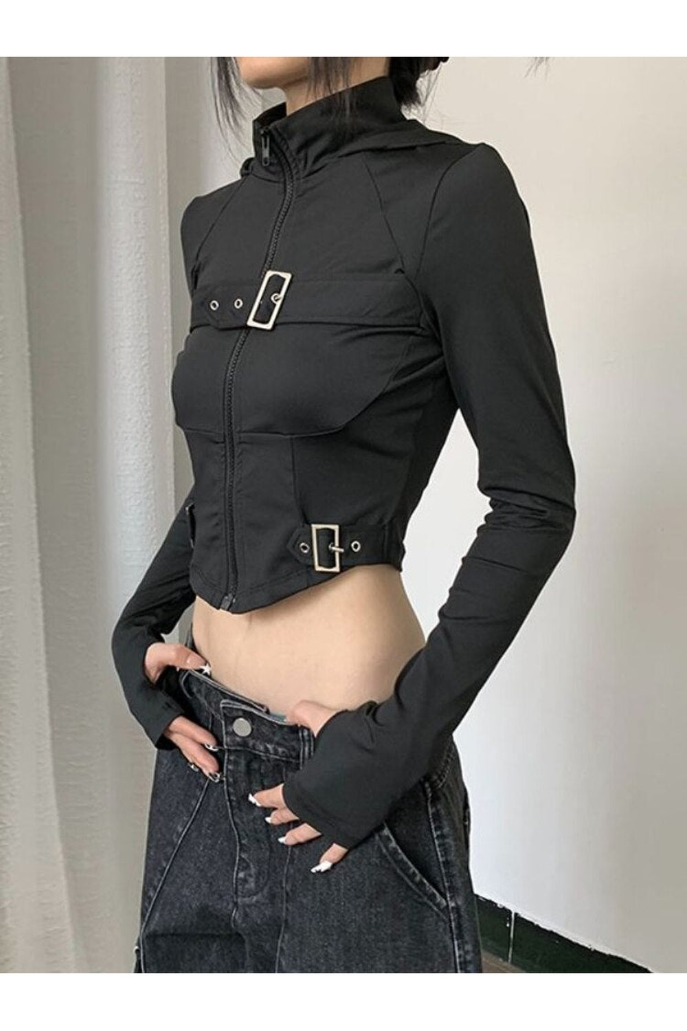 Gothic Techwear Corset Crop Top