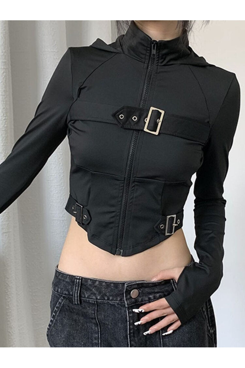 Gothic Techwear Corset Crop Top