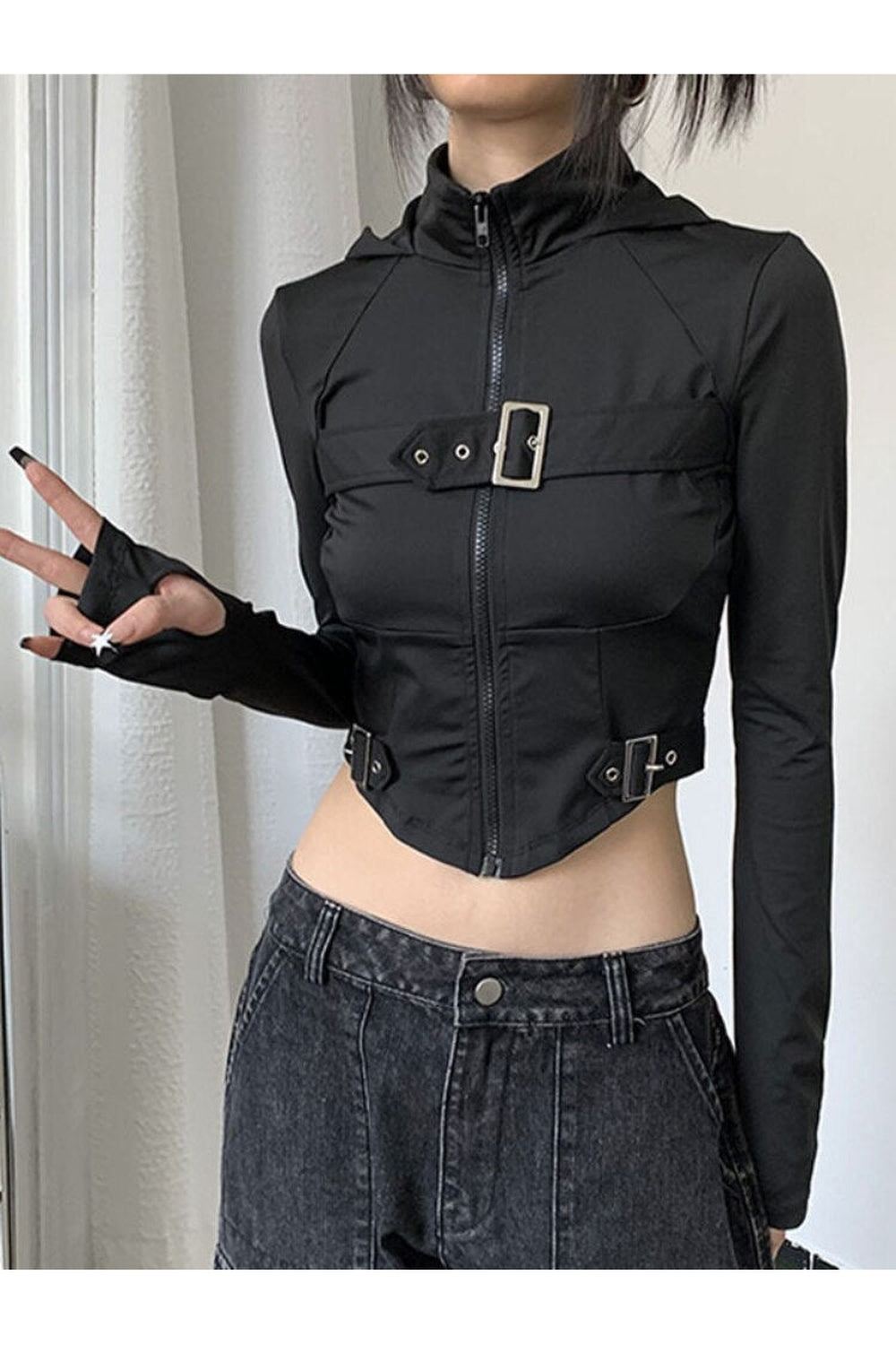 Gothic Techwear Corset Crop Top