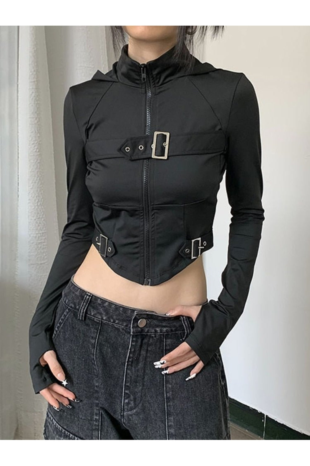 Gothic Techwear Corset Crop Top