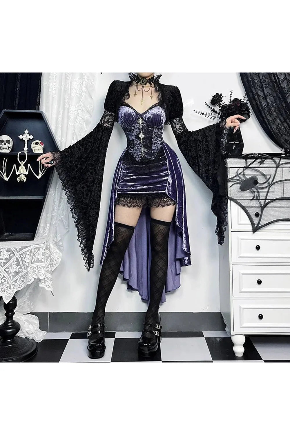 Gothic Velvet A-line Evening Dress