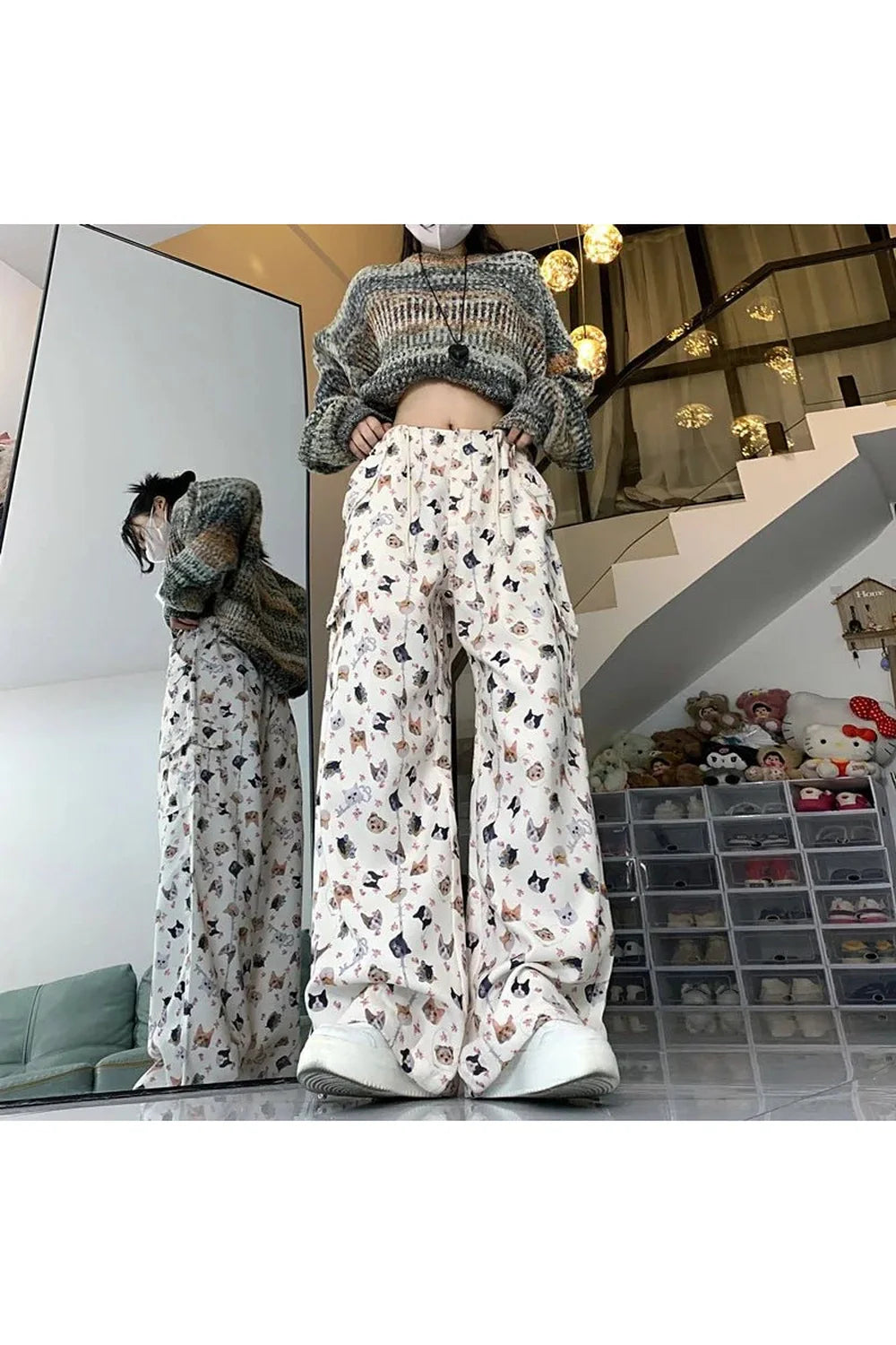 Graffiti Wide Leg Suit Pants