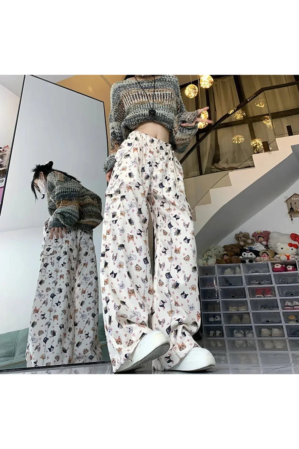 Graffiti Wide Leg Suit Pants