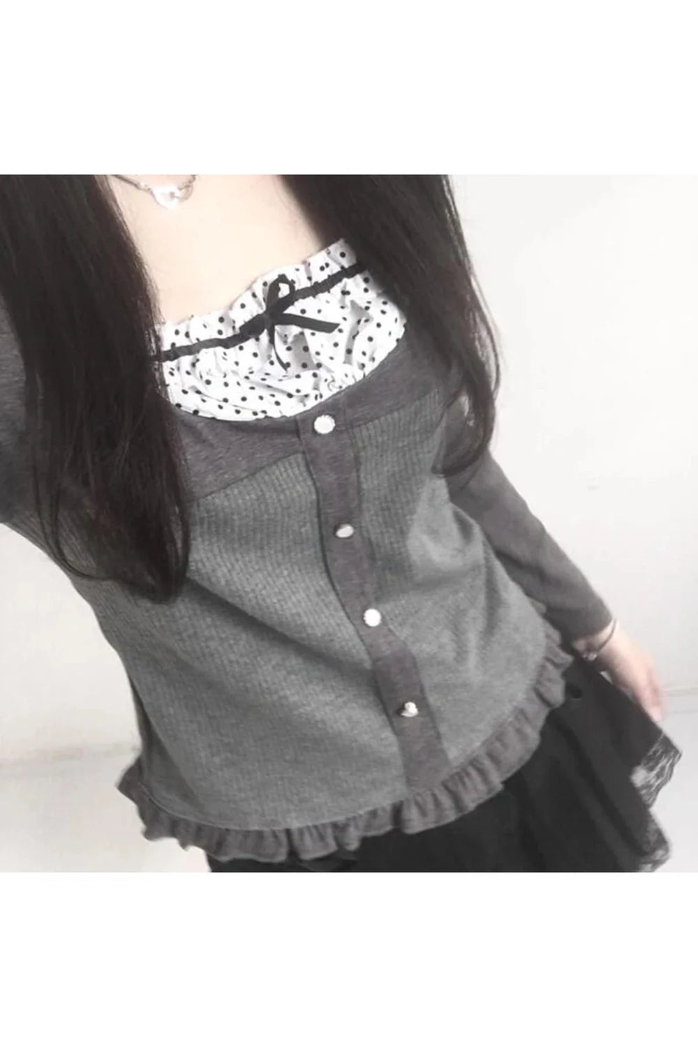 Fall Graphite Glamour Ruffle Cardigan