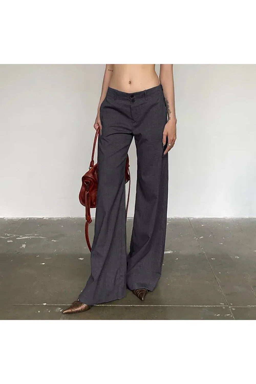 Gray Vintage Flared Pants