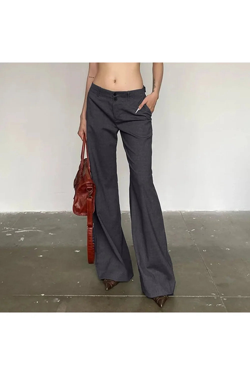 Gray Vintage Flared Pants