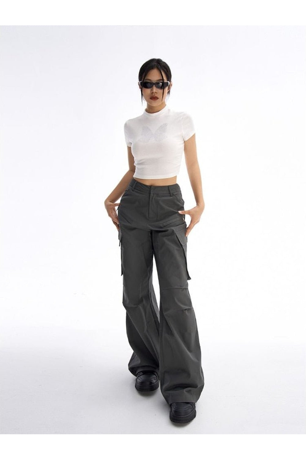 Gray Vintage Y2K Baggy Cargo Pants