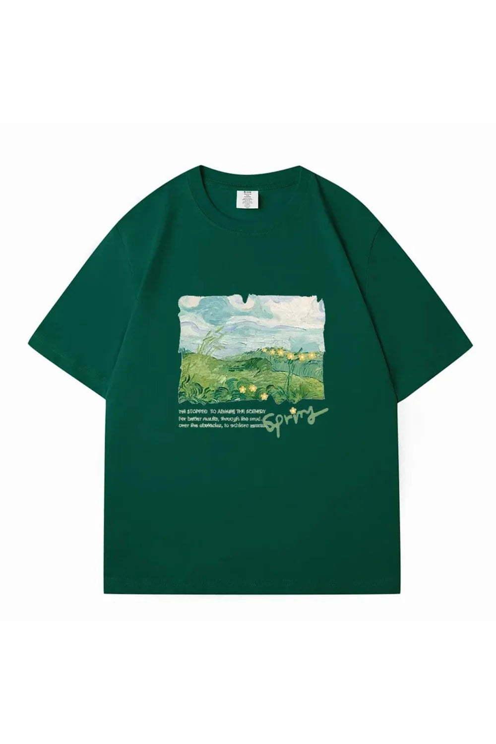 Green Print Oversized Street T-shirt