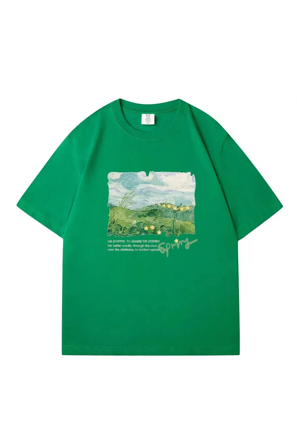 Green Print Oversized Street T-shirt