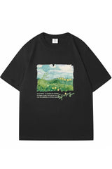 Green Print Oversized Street T-shirt