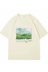 Green Print Oversized Street T-shirt