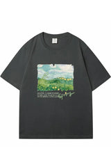 Green Print Oversized Street T-shirt