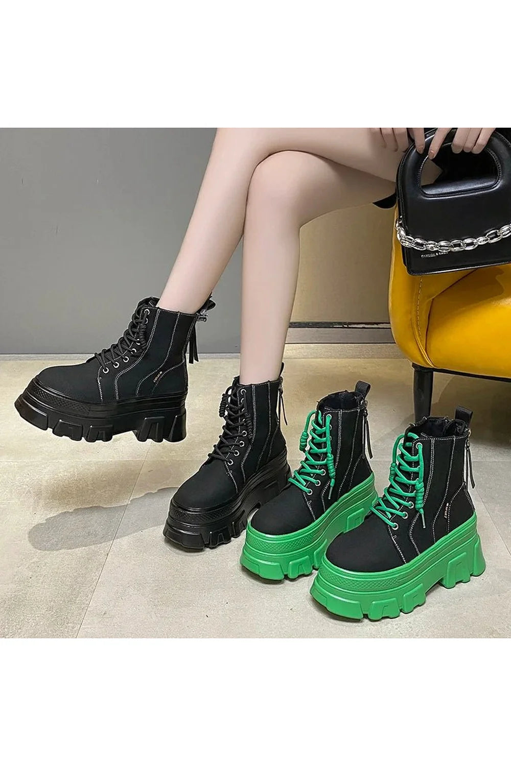 Green Punk Platform Boots