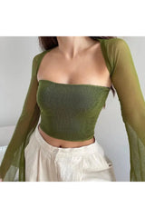 Green Sheer Shawl & Tank Set