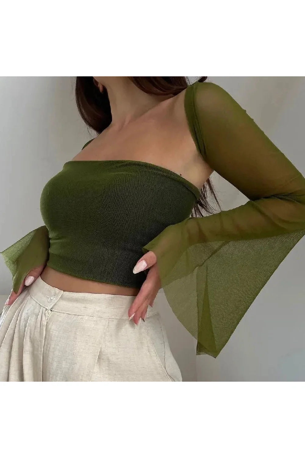 Green Sheer Shawl & Tank Set