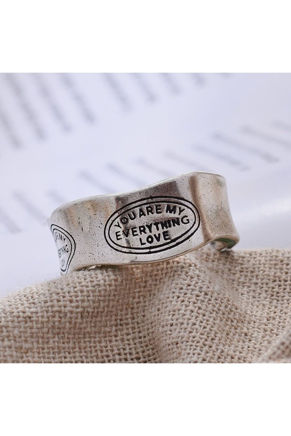 Green Stripe Letter Ring