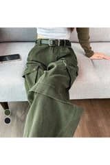 Green Y2K Safari Cargo Pants