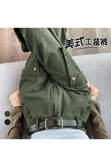 Green Y2K Safari Cargo Pants