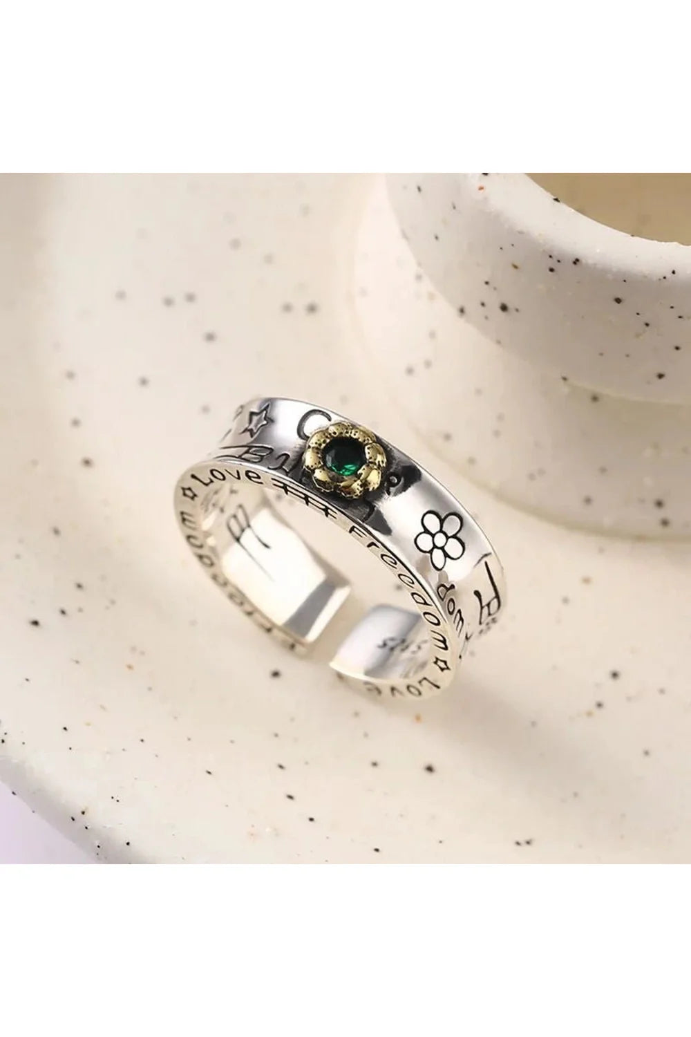 Green Zircon Flower Rings