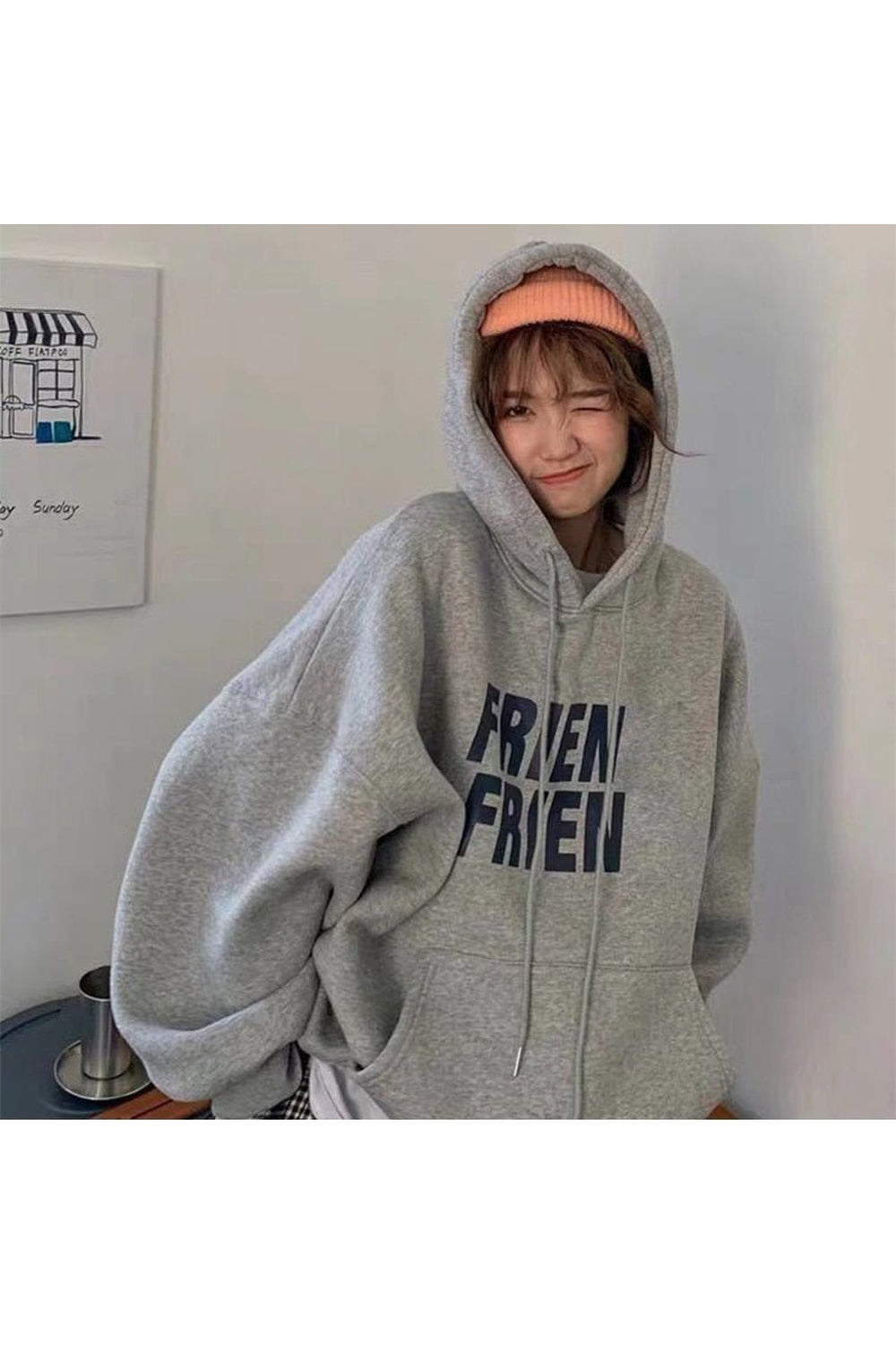 Fall Grey Fleece Hoodie