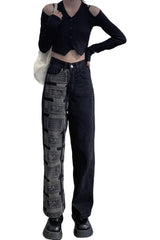 Fall Grunge Black High Waist Jeans