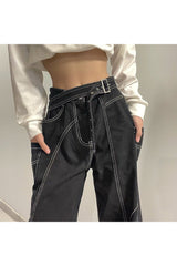 Fall Grunge Black Wide Leg Jeans