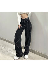 Fall Grunge Black Wide Leg Jeans