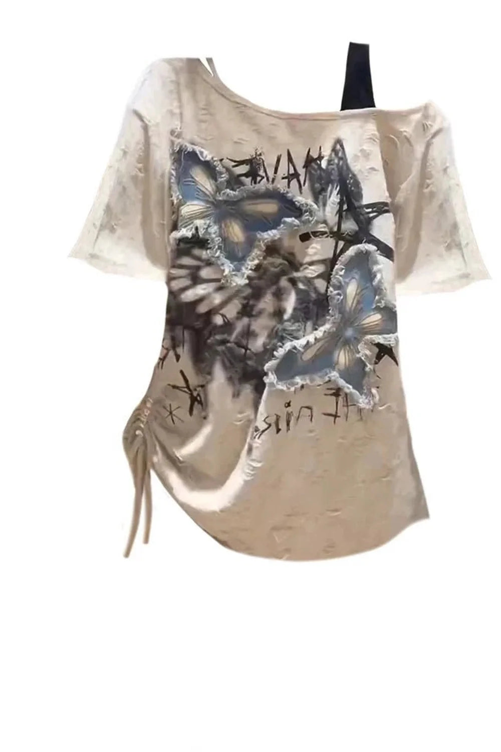 Grunge Butterfly Asymmetrical T-Shirt