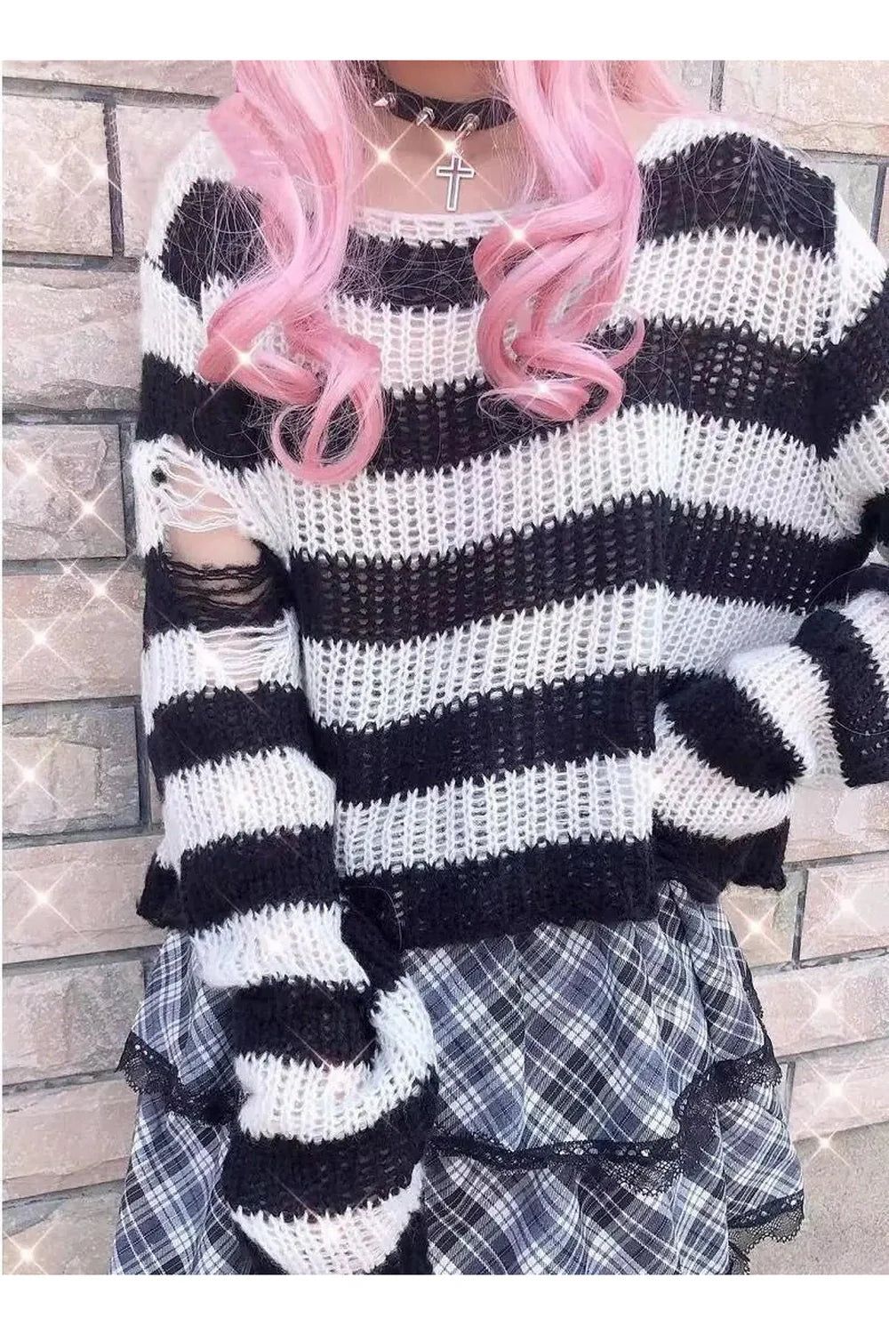 Grunge Candy Striped Sweater