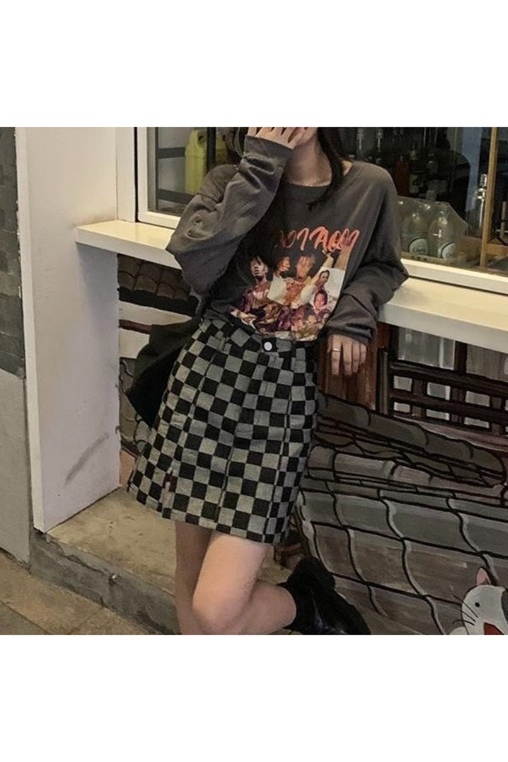 Grunge karierter Minirock