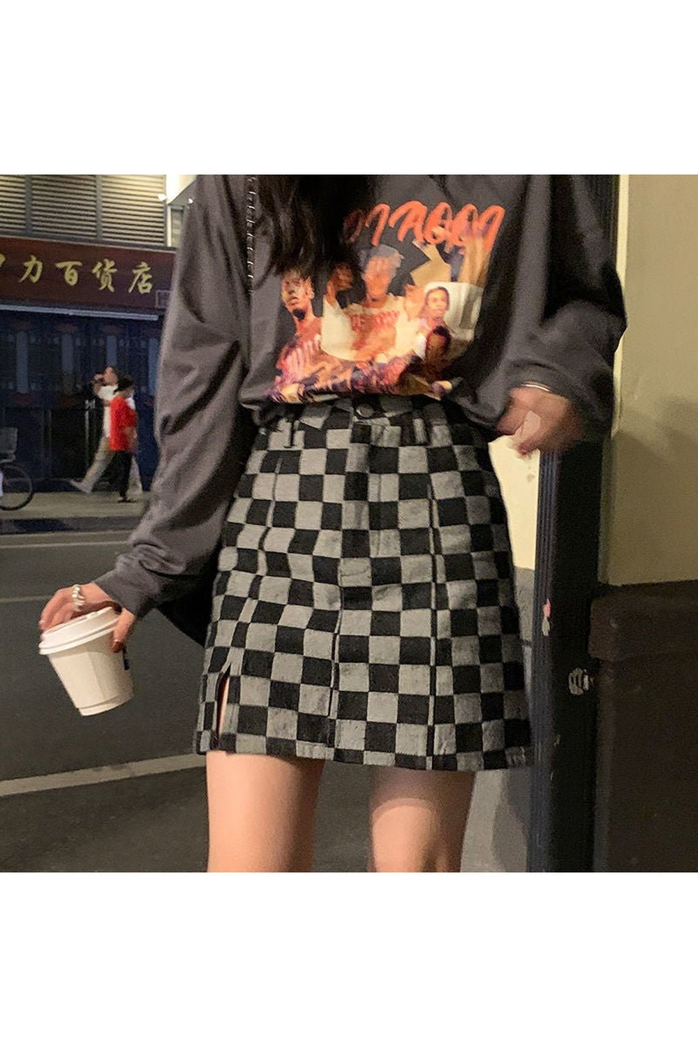 Grunge karierter Minirock