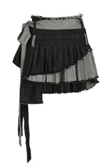 Grunge Denim Pleated Skirt