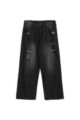 Grunge Distressed Pinstripe Pants