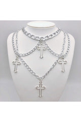 Grunge Necklace With Four Crosses