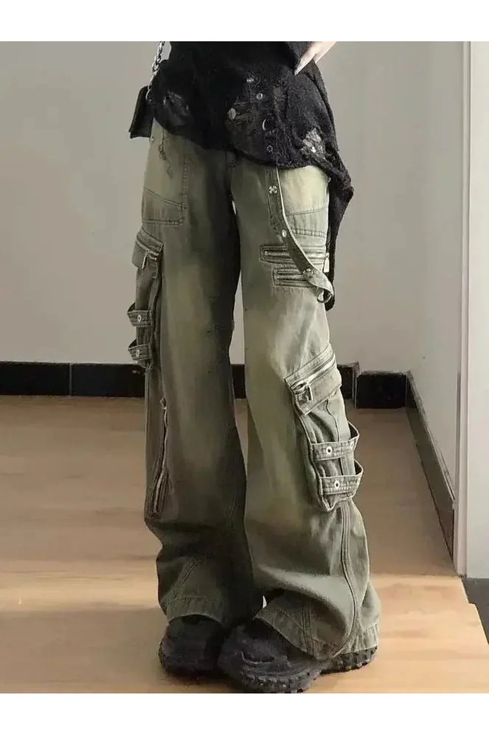 Grunge Strapped Cargo Pants