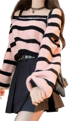 Fall Grunge Stripe Knit Sweater