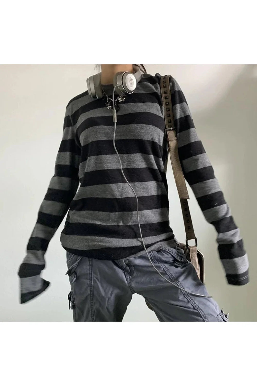 Grunge Striped Long Sleeve Top