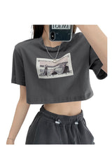 Acubi Style Cotton Crop Top