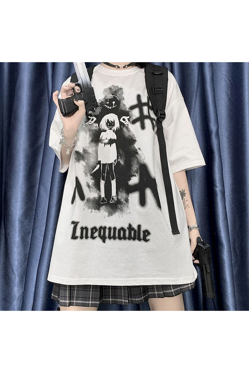 Grunge Style Dark Print T-shirt