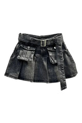 Grunge Utility Pocket Denim Skirt