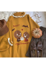 Fall Halloween Pumpkin Lantern Sleeve Sweater