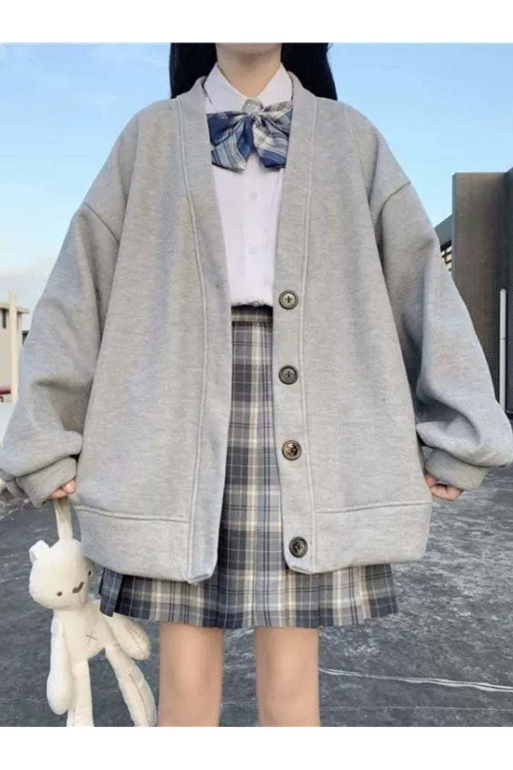 Fall Harajuku Kawaii Gray Cardigan