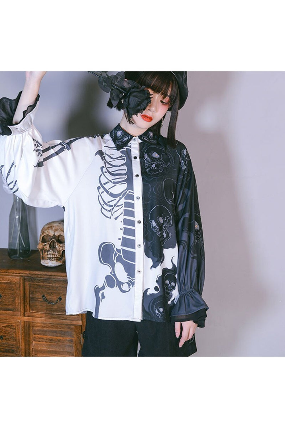 Harajuku Skull Print Shirt