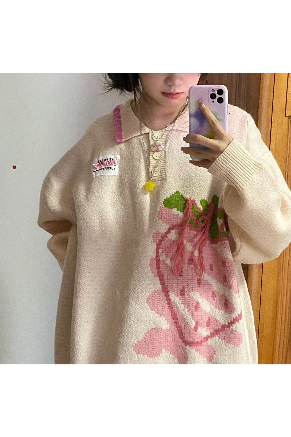 Fall Harajuku Strawberry Knit Sweater