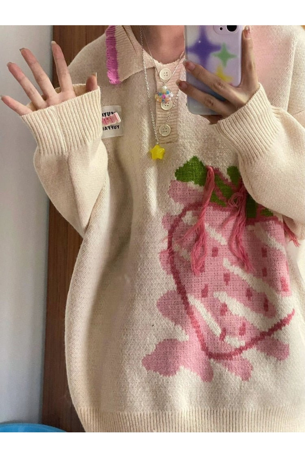 Fall Harajuku Strawberry Knit Sweater