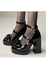 Heart Charm Patent Platform Heels