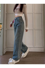 Fall High Waist Blue Vintage Jeans